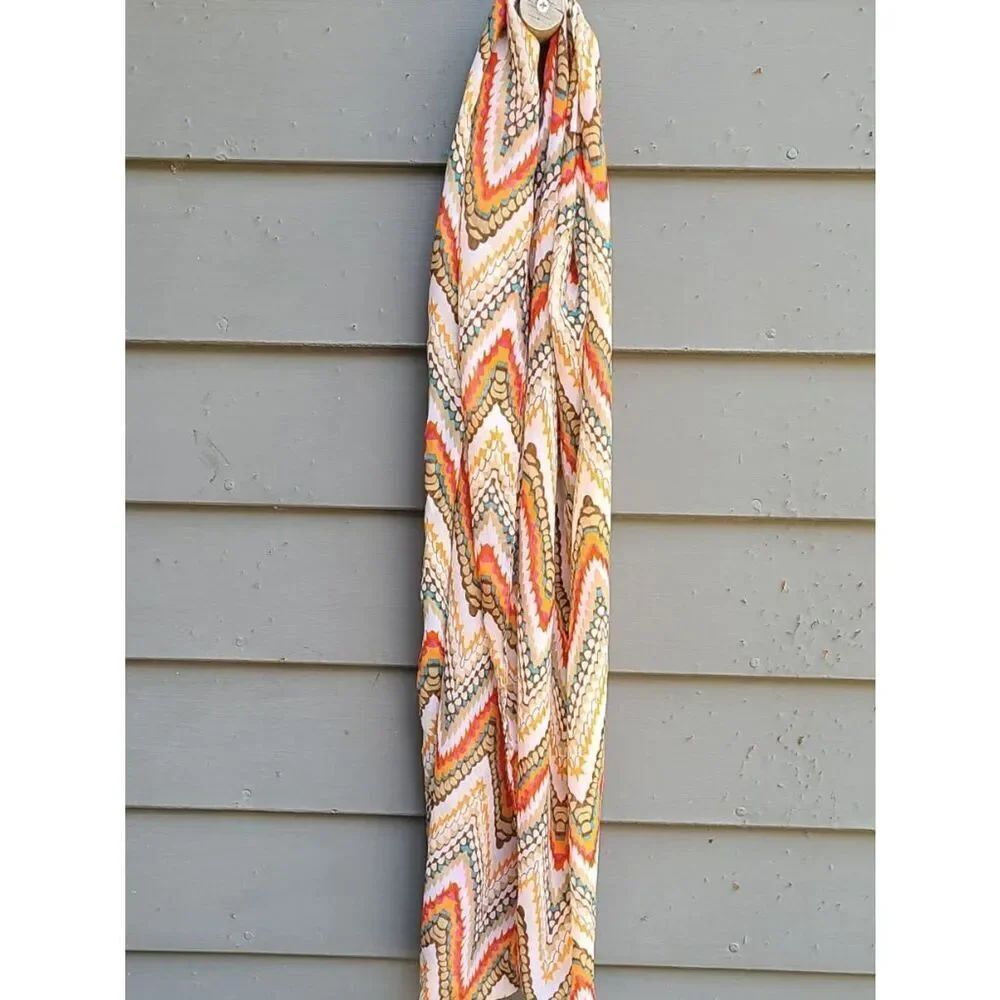 Fall Color Flame Stitch Infinity Scarf - Picture 1 of 8